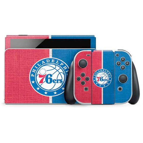 NBA Philadelphia 76ers Canvas Split Nintendo Switch OLED (2021) Skin