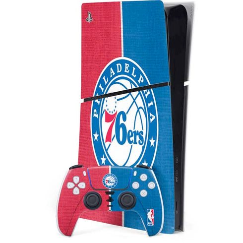 NBA Philadelphia 76ers Canvas Split PS5 Slim Digital Edition Bundle Skin