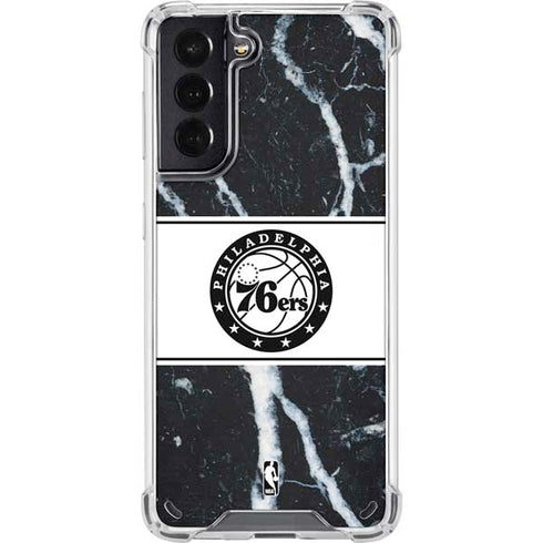 NBA Philadelphia 76ers Marble Galaxy S21 5G Clear Case