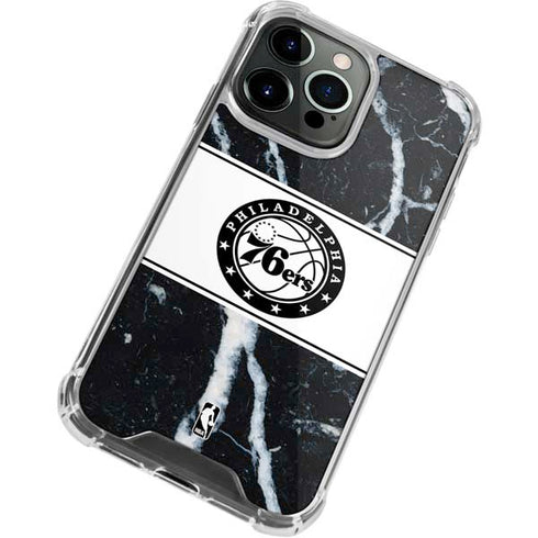 NBA Philadelphia 76ers Marble iPhone 14 Pro Clear Case