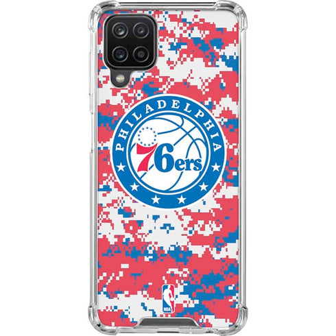 NBA Philadelphia 76ers Red Digi Camo Galaxy A12 Clear Case