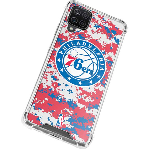 NBA Philadelphia 76ers Red Digi Camo Galaxy A12 Clear Case