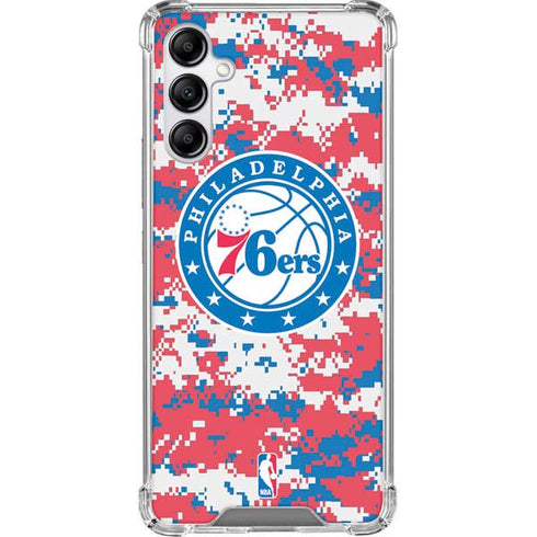 NBA Philadelphia 76ers Red Digi Camo Galaxy A14 5G Clear Case