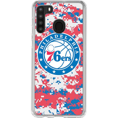 NBA Philadelphia 76ers Red Digi Camo Galaxy A21 Clear Case