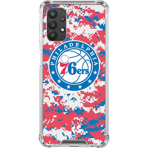NBA Philadelphia 76ers Red Digi Camo Galaxy A32 5G Clear Case