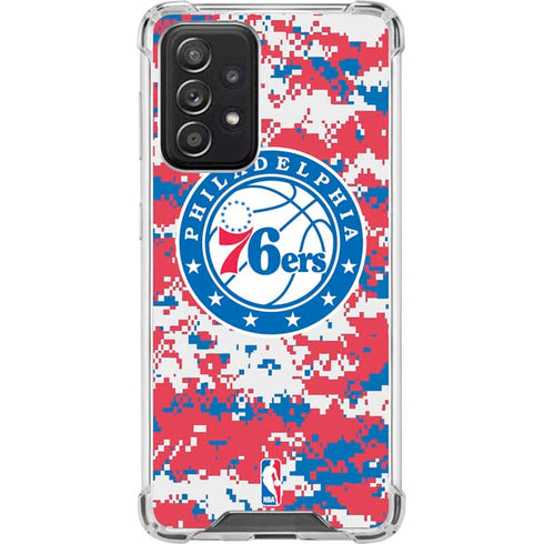 NBA Philadelphia 76ers Red Digi Camo Galaxy A52 5G Clear Case