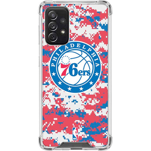 NBA Philadelphia 76ers Red Digi Camo Galaxy A72 5G Clear Case
