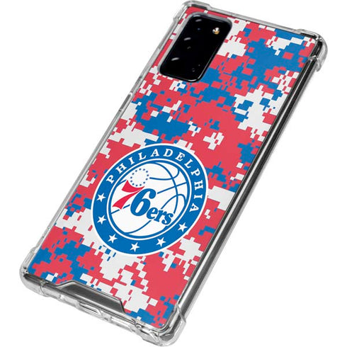 NBA Philadelphia 76ers Red Digi Camo Galaxy Note20 5G Clear Case