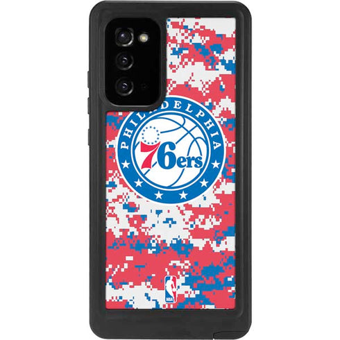 NBA Philadelphia 76ers Red Digi Camo Galaxy Note20 5G Waterproof Case
