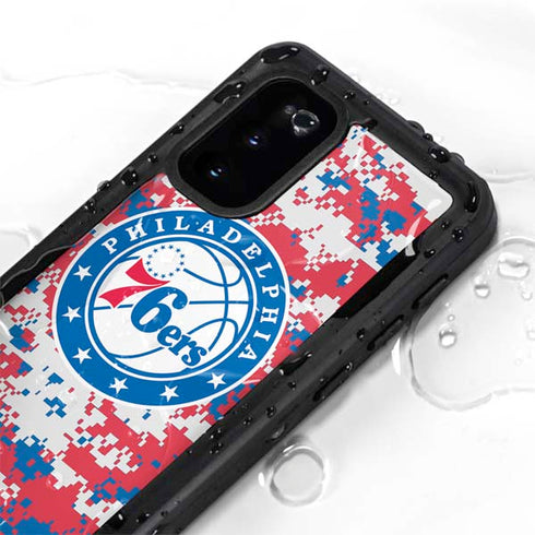 NBA Philadelphia 76ers Red Digi Camo Galaxy S20 Waterproof Case