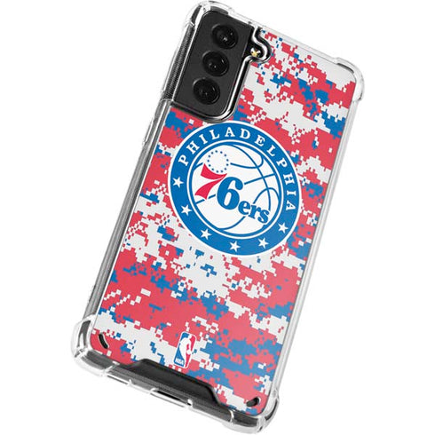 NBA Philadelphia 76ers Red Digi Camo Galaxy S21 5G Clear Case