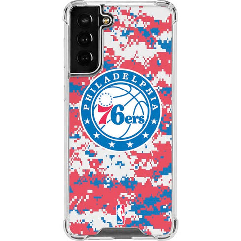 NBA Philadelphia 76ers Red Digi Camo Galaxy S21 FE Clear Case