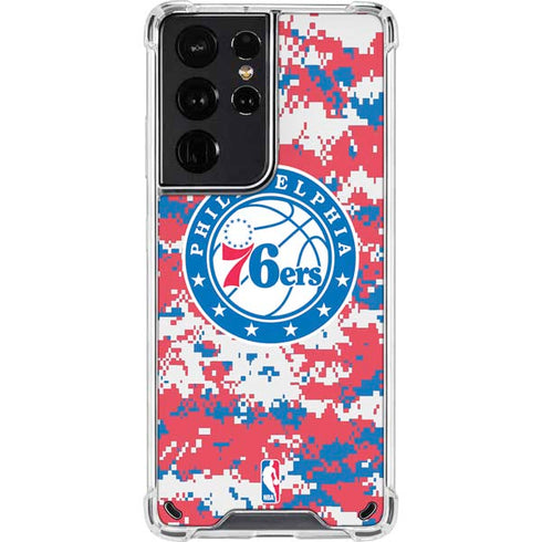 NBA Philadelphia 76ers Red Digi Camo Galaxy S21 Ultra 5G Clear Case