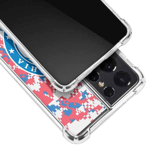 NBA Philadelphia 76ers Red Digi Camo Galaxy S21 Ultra 5G Clear Case