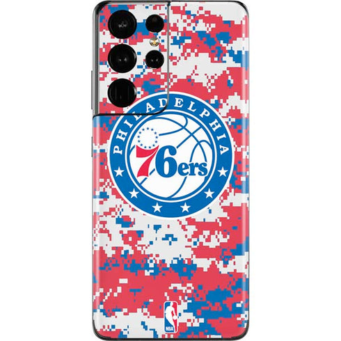 NBA Philadelphia 76ers Red Digi Camo Galaxy S21 Ultra 5G Skin