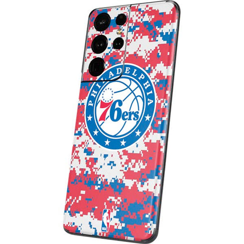 NBA Philadelphia 76ers Red Digi Camo Galaxy S21 Ultra 5G Skin