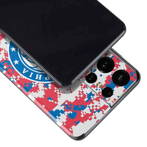 NBA Philadelphia 76ers Red Digi Camo Galaxy S21 Ultra 5G Skin