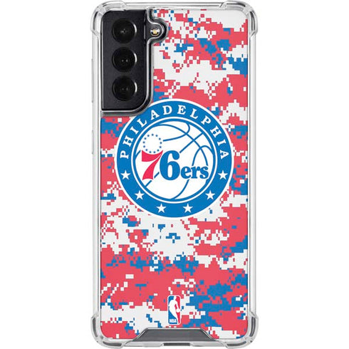 NBA Philadelphia 76ers Red Digi Camo Galaxy S22 Clear Case