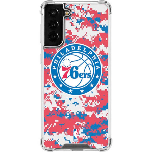 NBA Philadelphia 76ers Red Digi Camo Galaxy S22 Plus Clear Case