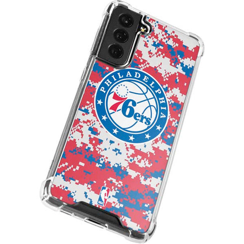 NBA Philadelphia 76ers Red Digi Camo Galaxy S22 Plus Clear Case