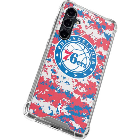 NBA Philadelphia 76ers Red Digi Camo Galaxy S23 FE Clear Case