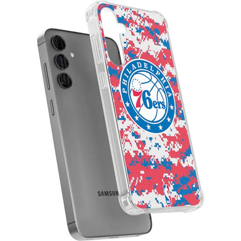 NBA Philadelphia 76ers Red Digi Camo Galaxy S24 Plus Clear Case