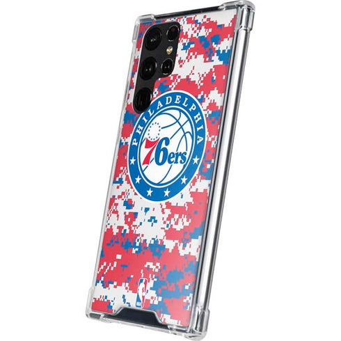NBA Philadelphia 76ers Red Digi Camo Galaxy S24 Ultra Clear Case
