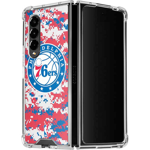 NBA Philadelphia 76ers Red Digi Camo Galaxy Z Fold4 5G Clear Case
