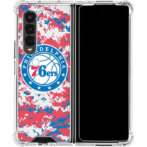 NBA Philadelphia 76ers Red Digi Camo Galaxy Z Fold4 5G Clear Case