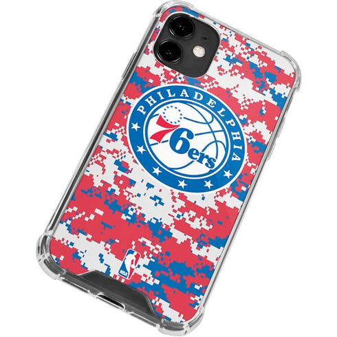 NBA Philadelphia 76ers Red Digi Camo iPhone 12 Mini Clear Case