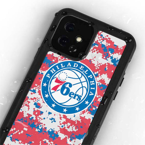 NBA Philadelphia 76ers Red Digi Camo iPhone 12 Mini Waterproof Case