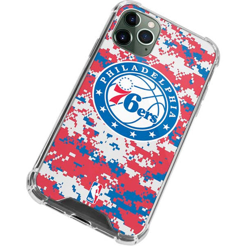 NBA Philadelphia 76ers Red Digi Camo iPhone 12 Pro Clear Case