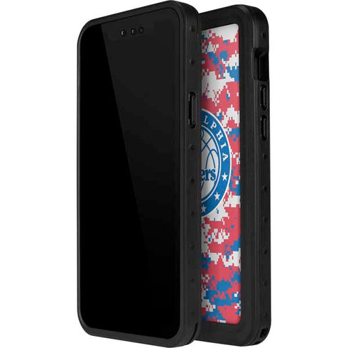 NBA Philadelphia 76ers Red Digi Camo iPhone 12 Pro Waterproof Case