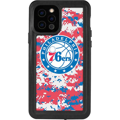 NBA Philadelphia 76ers Red Digi Camo iPhone 12 Pro Waterproof Case