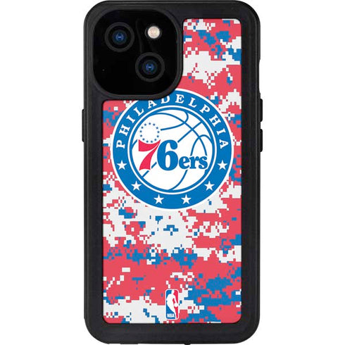 NBA Philadelphia 76ers Red Digi Camo iPhone 13 Mini Waterproof Case