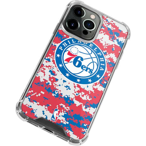 NBA Philadelphia 76ers Red Digi Camo iPhone 13 Pro Clear Case