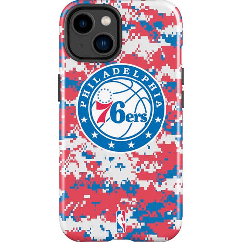 NBA Philadelphia 76ers Red Digi Camo iPhone 14 Plus Impact Case