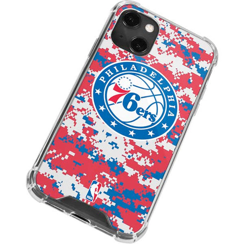 NBA Philadelphia 76ers Red Digi Camo iPhone 15 Plus Clear Case
