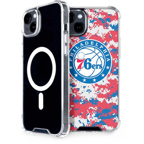 NBA Philadelphia 76ers Red Digi Camo iPhone 15 Plus MagSafe Case