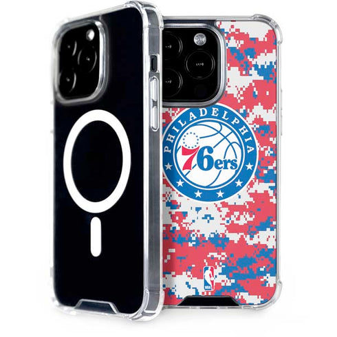NBA Philadelphia 76ers Red Digi Camo iPhone 14 Pro MagSafe Case