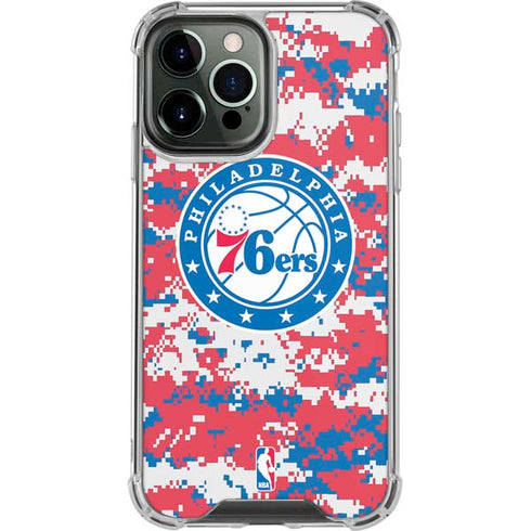 NBA Philadelphia 76ers Red Digi Camo iPhone 14 Pro Max Clear Case