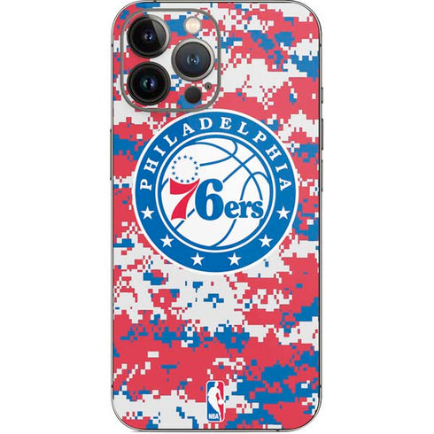 NBA Philadelphia 76ers Red Digi Camo iPhone 14 Pro Max Skin