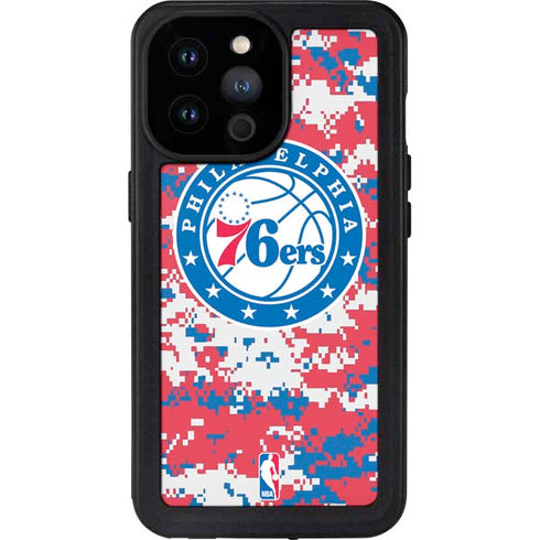 NBA Philadelphia 76ers Red Digi Camo iPhone 14 Pro Max Waterproof Case
