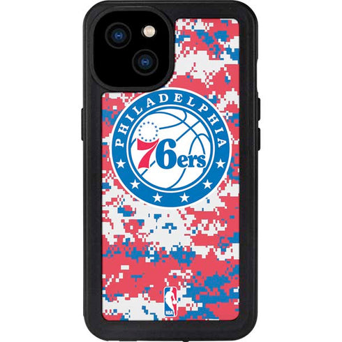 NBA Philadelphia 76ers Red Digi Camo iPhone 15 Plus Waterproof Case