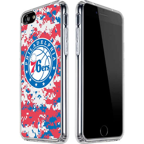 NBA Philadelphia 76ers Red Digi Camo iPhone SE (2nd & 3rd Gen) Clear Case