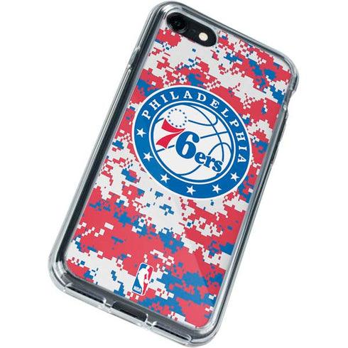 NBA Philadelphia 76ers Red Digi Camo iPhone SE (2nd & 3rd Gen) Clear Case