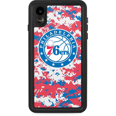 NBA Philadelphia 76ers Red Digi Camo iPhone XR Waterproof Case