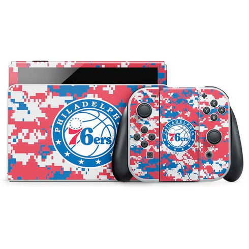 NBA Philadelphia 76ers Red Digi Camo Nintendo Switch OLED (2021) Skin
