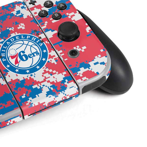 NBA Philadelphia 76ers Red Digi Camo Nintendo Switch OLED (2021) Skin