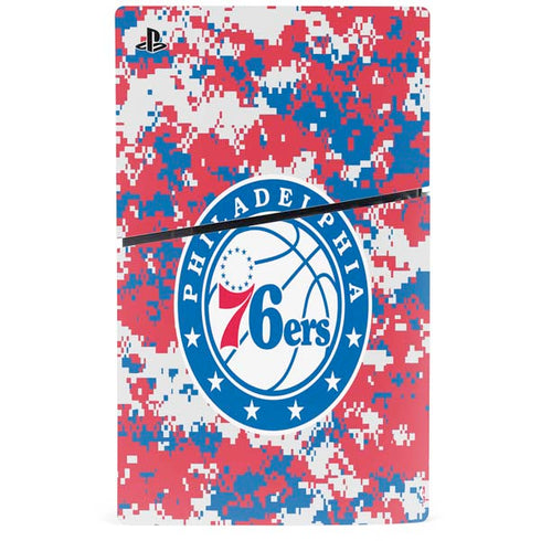 NBA Philadelphia 76ers Red Digi Camo PS5 Slim Digital Edition Bundle Skin